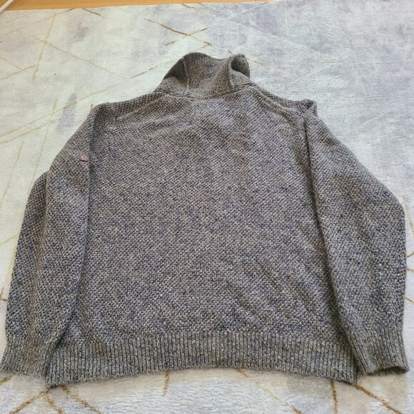 Tommy Bahama Shawl Collar Merino Wool Linen Blend Sweater L Boxy Fit Gray Brown - Picture 2 of 8
